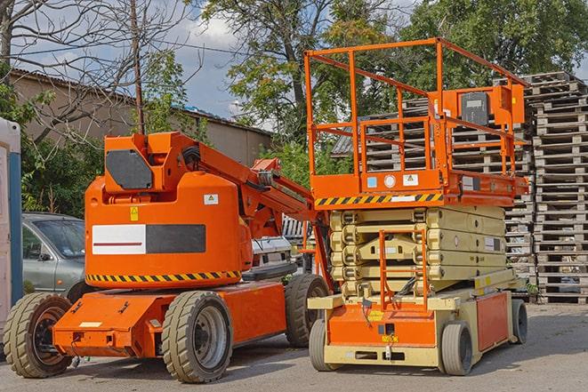 industrial forklift in use at a fully-stocked warehouse in Deerfield WI